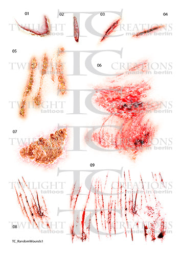 Twilight Creations Temp Tattoos Random Wounds