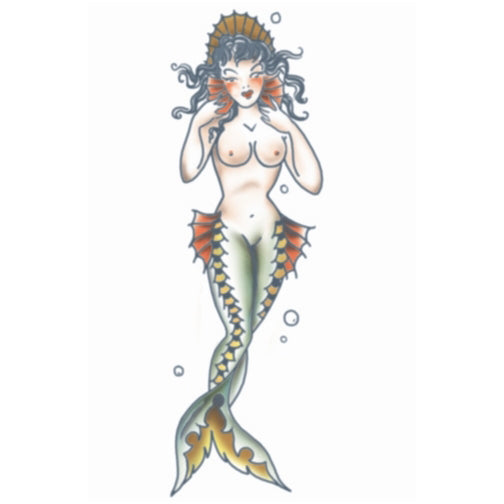 Tinsley Mermaid Pin Up Girl Temporary Tattoo