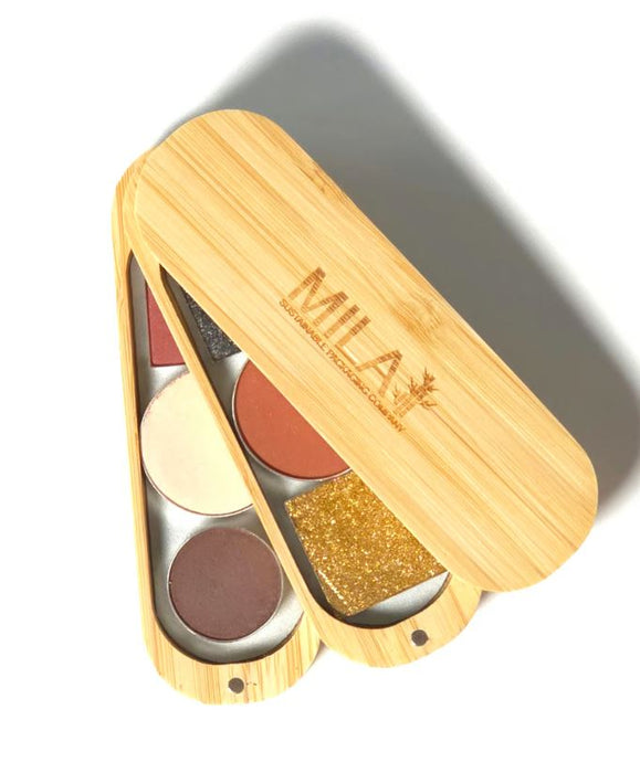Mila Double Stacked Refillable Bamboo Cosmetic Palettes