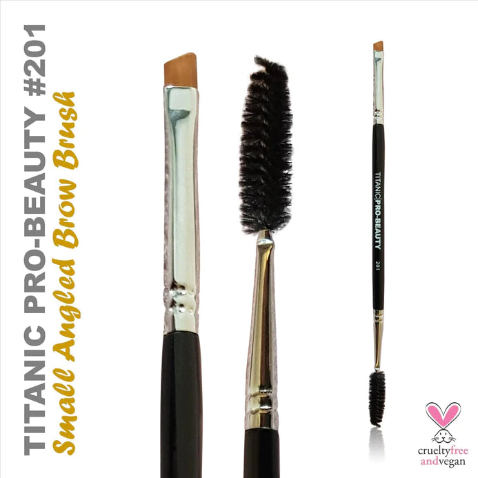 TITANIC FX Pro-Beauty Brush #201 Sm Double-Ended Angled Brow Brush with Spool