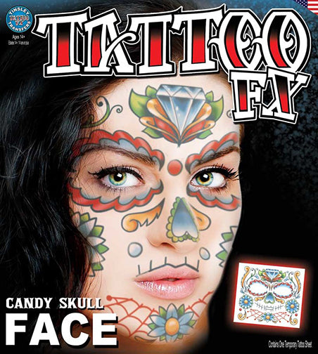 Tinsley Face - Candy Skull Temporary Tattoo