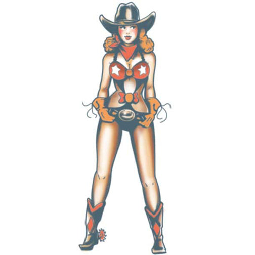 Tinsley Cowgirl Pin Up Girl Temporary Tattoo