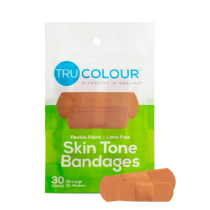 Tru-Colour Bandages Skin Tone Flexible Fabric Bandages (Green Bag)